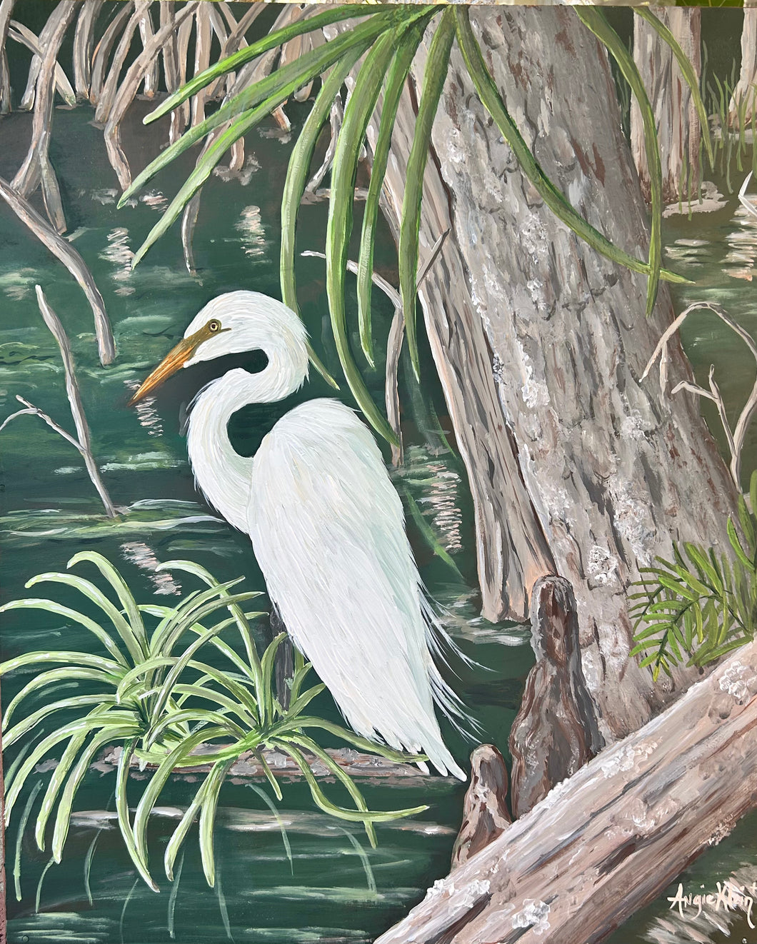 Great Egret - Original Painting - Florida Artwork -