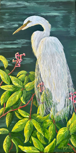 Joy Reigns - Original Artwork - Great Egret- Nature Art