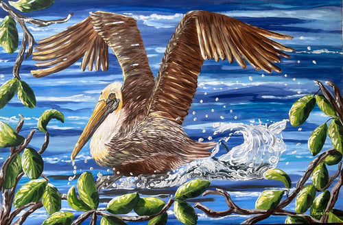 Brown Pelican- Original Painting - Beach House Art - Florida Art