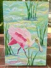 Load image into Gallery viewer, Rosie Summer - Roseate Spoonbill- Original Art - Painting on wood - Acrylic Painting