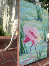 Load image into Gallery viewer, Rosie Summer - Roseate Spoonbill- Original Art - Painting on wood - Acrylic Painting