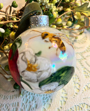 Load image into Gallery viewer, Strawberry and Bee Glass Ornament - Hand painted - Keepsake Gift