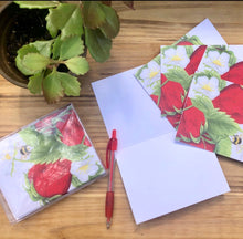 Load image into Gallery viewer, The Berry &amp; The Bee Note Cards- Strawberry Note Cards -Stationary- Art gifts