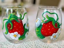 Load image into Gallery viewer, Strawberry Wine Glass - Champagne Glass - Hand Painted - Wine Art